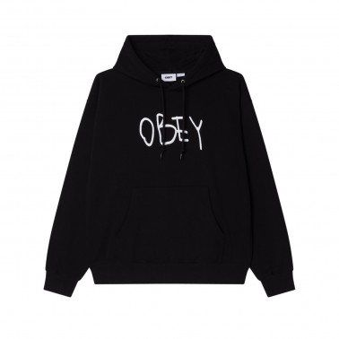 OBEY SCRIBBLE HOOD FLEECE 112470261-BLK Black
