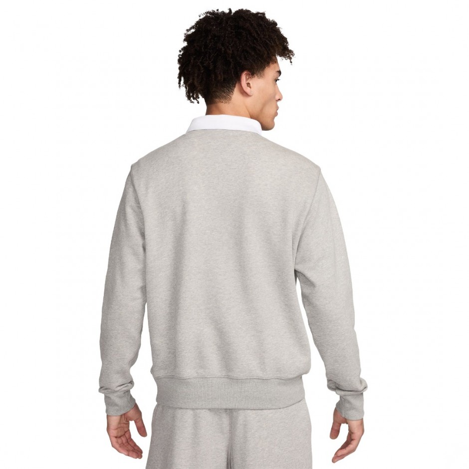 Ανδρική Μακρυμάνικη Μπλούζα Πόλο Γκρι - Nike Club Fleece
