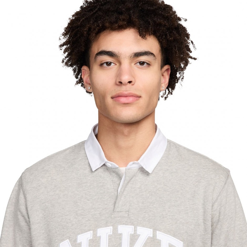 Ανδρική Μακρυμάνικη Μπλούζα Πόλο Γκρι - Nike Club Fleece