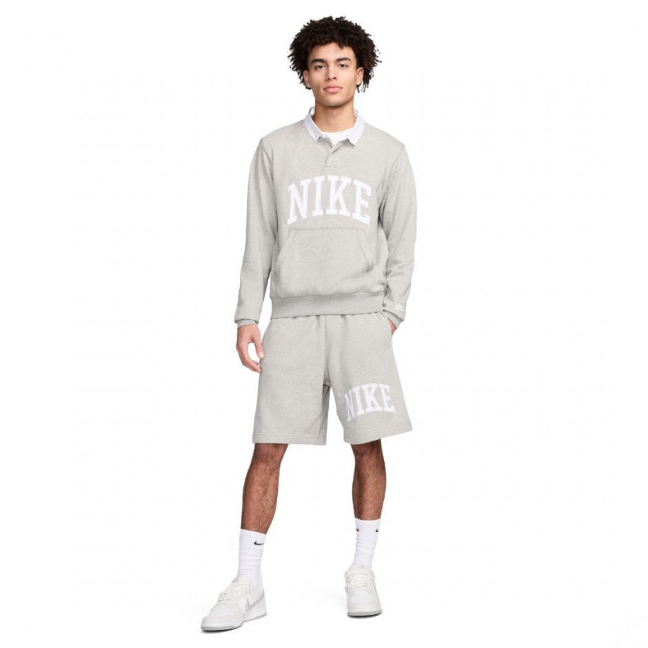 Ανδρική Μακρυμάνικη Μπλούζα Πόλο Γκρι - Nike Club Fleece