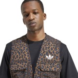 Ανδρικό Αμάνικο Μπουφάν Καφέ - adidas Originals Leo Regular Vest Εικόνα 2