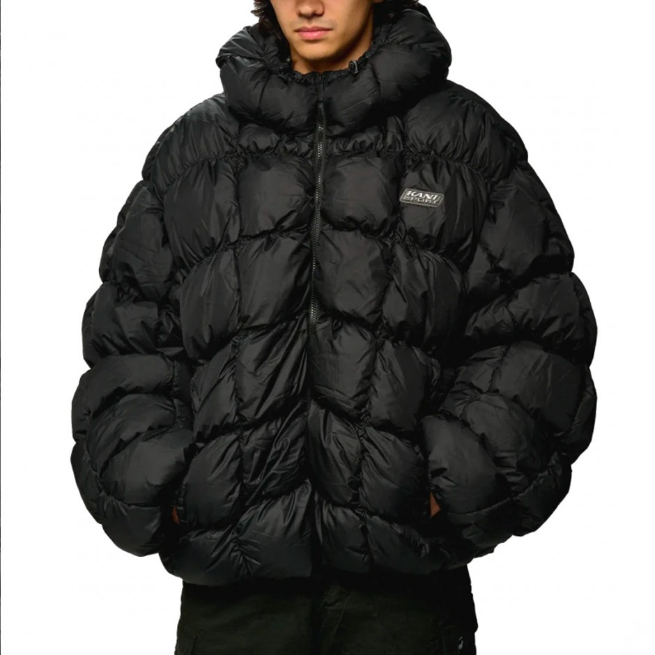 KARL KANI SRORT PATCH SQUARE QUILTED PUFFER JACKET KM243-046-2-BLACK Black