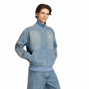 Men's Denim Track Top Blue - adidas Originals Adicolor Denim Firebird