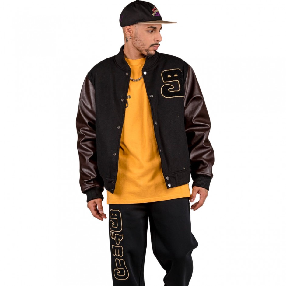 GRIMEY LUST MANTRA WOOL BASEBALL JACKET GBJK147-BLK Black