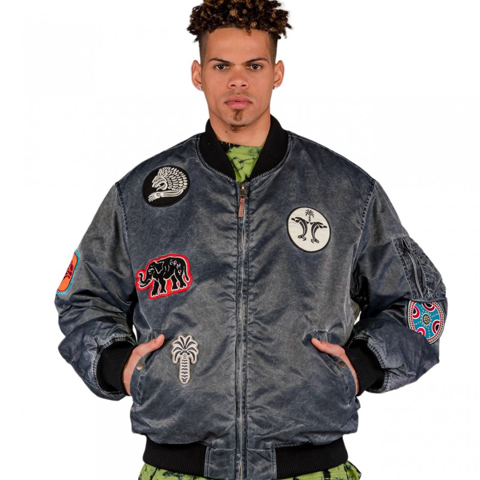 Ανδρικό Μπουφάν Μαύρο - Grimey The Clout Washed Bomber