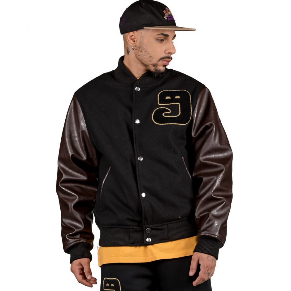 GRIMEY LUST MANTRA WOOL BASEBALL JACKET GBJK147-BLK Black