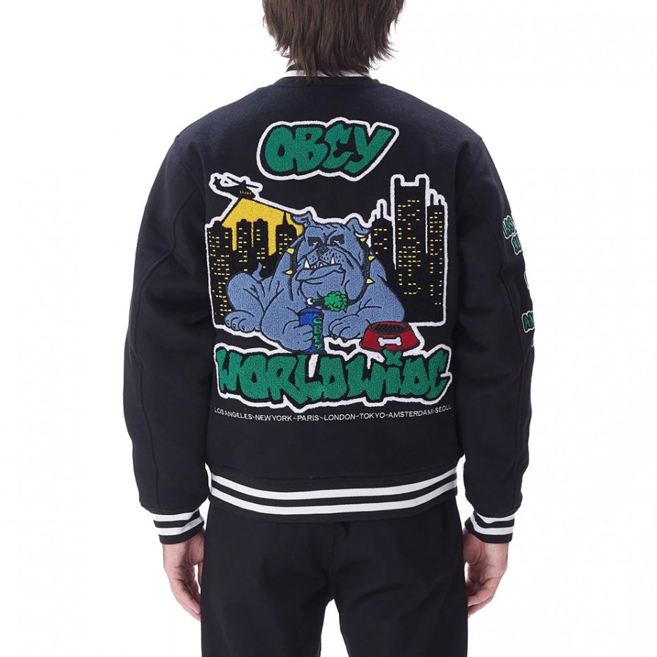 OBEY ROLL CALL VARSITY JACKET 121800552-BLK Black