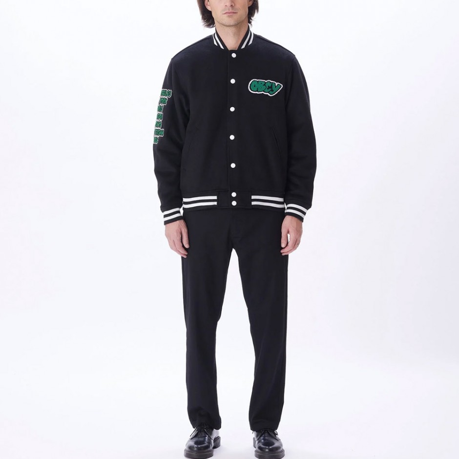 OBEY ROLL CALL VARSITY JACKET 121800552-BLK Black