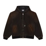 Men's Denim Jacket Black - Obey Studded Image 