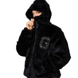 GRIMEY ROYAL PAW FAUX FUR HOODED JACKET GFHJ195-BLK Black Image 0