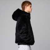 GRIMEY ROYAL PAW FAUX FUR HOODED JACKET GFHJ195-BLK Black Image 1