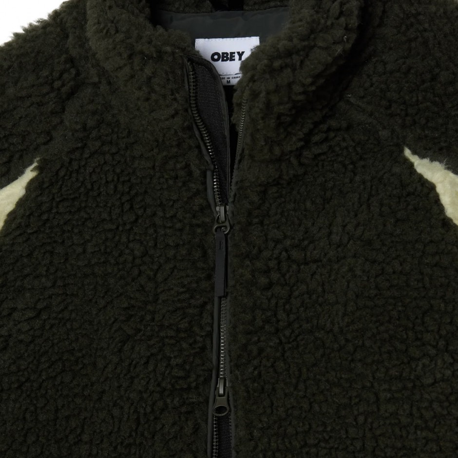 Ανδρικό Μπουφάν Μαύρο - Obey Center Field Sherpa