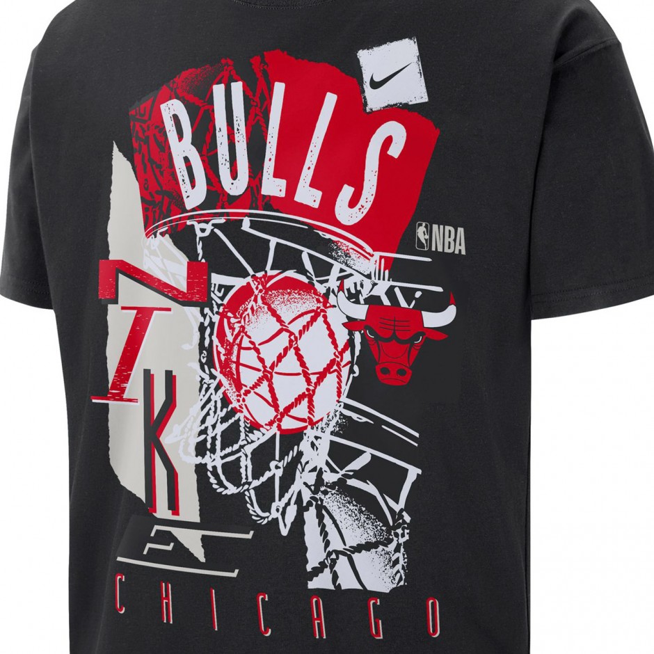 Ανδρικό T-Shirt NBA Μαύρο - Nike Chicago Bulls Courtside