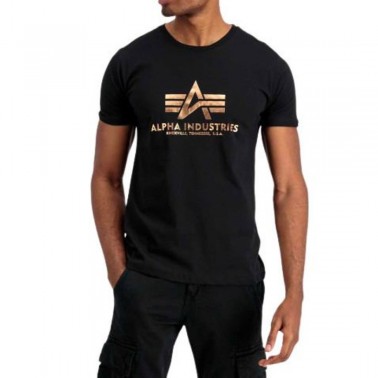 ALPHA INDUSTRIES BASIC T-SHIRT FOIL PRINT 100501FP-365 Black