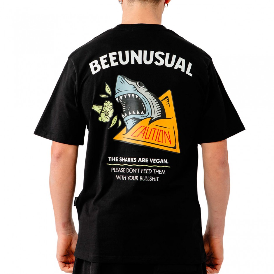 Ανδρικό T-Shirt Μαύρο - Bee Unusual 'The Sharks Are Vegan'