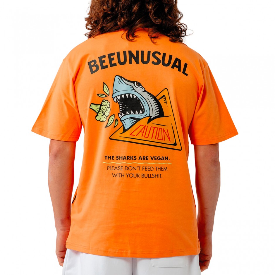Ανδρικό T-Shirt Πορτοκαλί - Bee Unusual 'The Sharks Are Vegan'  