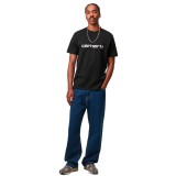 Men's T-Shirt Black - Carhartt WIP S/S Script Image 1