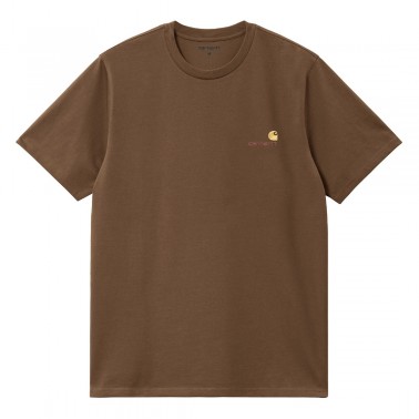Carhartt WIP S/S American Script Καφέ - Ανδρικό T-Shirt