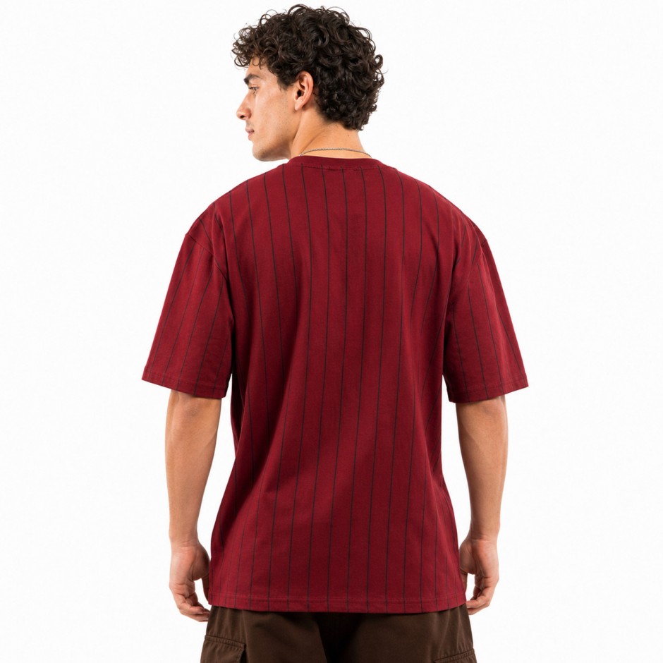 Ανδρικό T-Shirt Μπορντό - Karl Kani Small Signature Essential Pinstripe