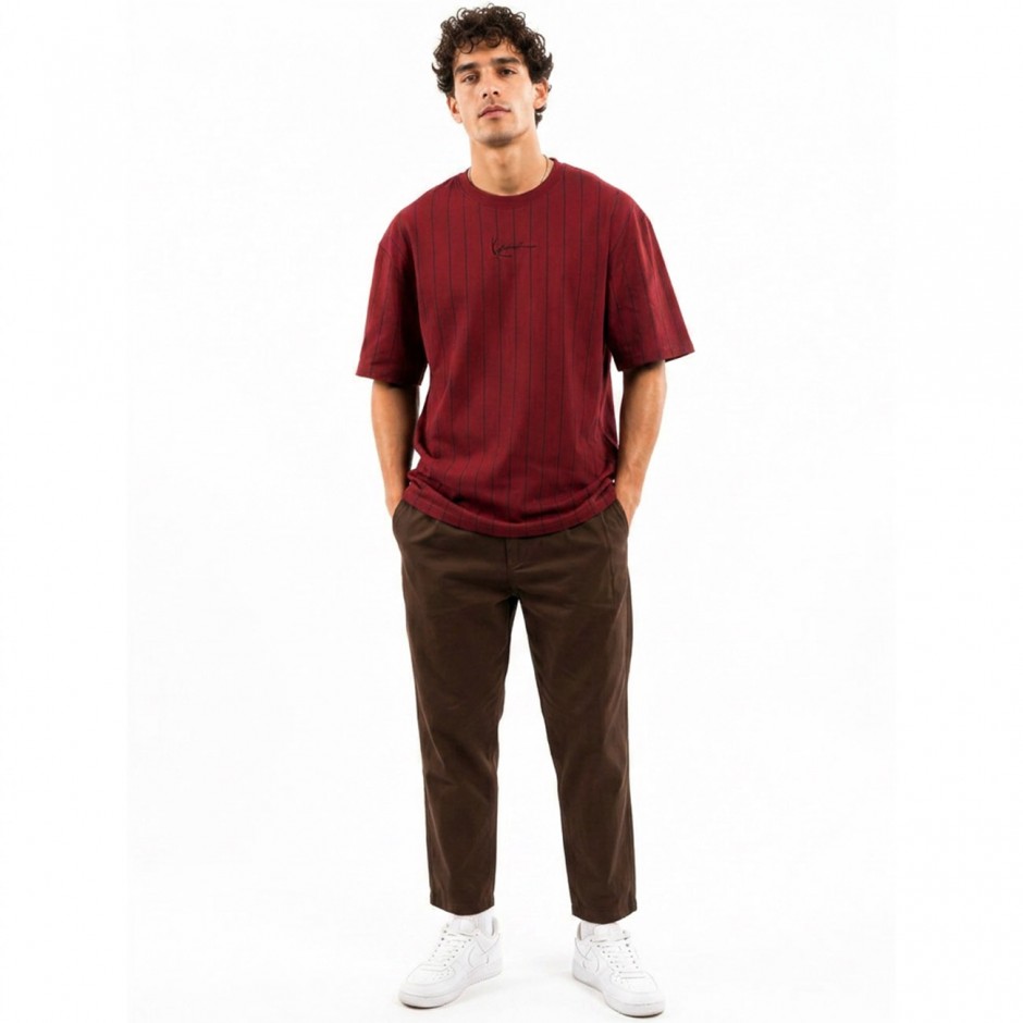 Ανδρικό T-Shirt Μπορντό - Karl Kani Small Signature Essential Pinstripe
