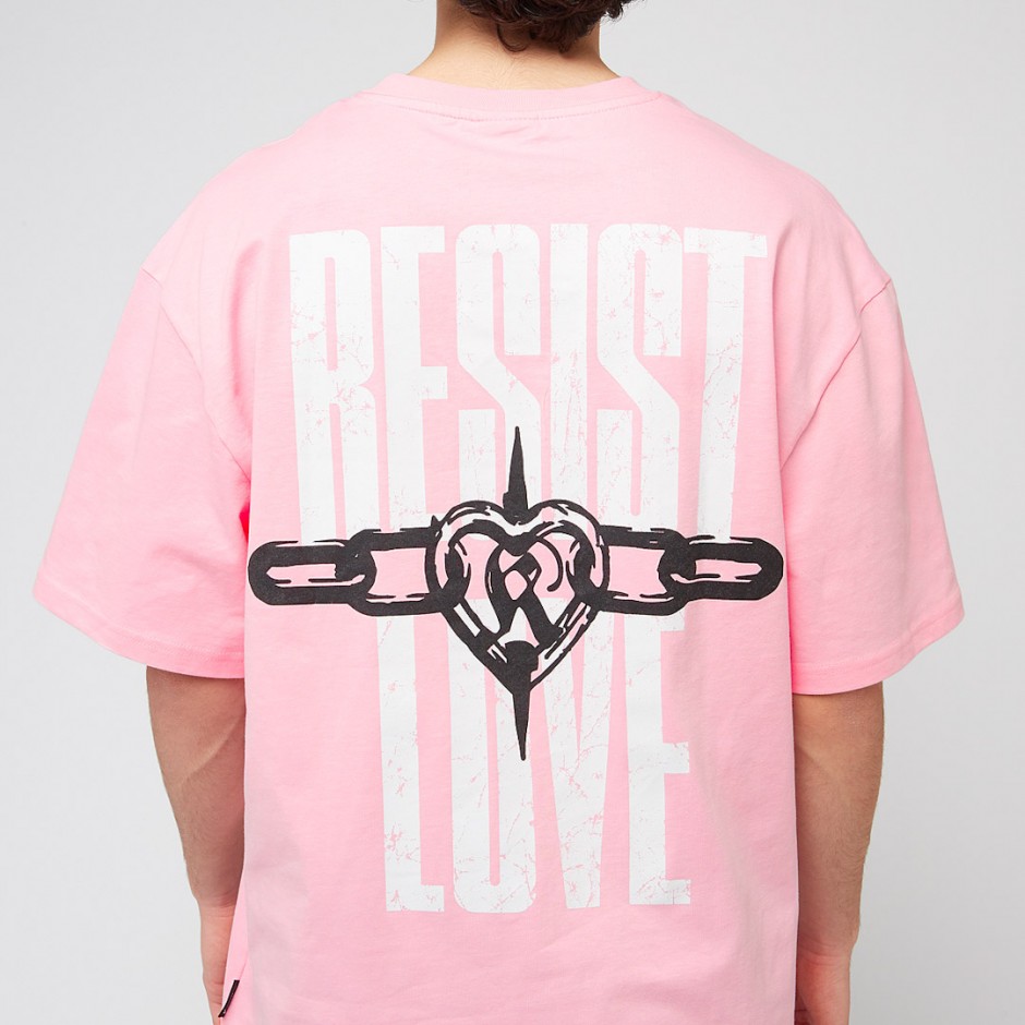 KARL KANI WOVEN SIGNATURE RESIST LOVE TEE KM251-017-1-PINK Pink