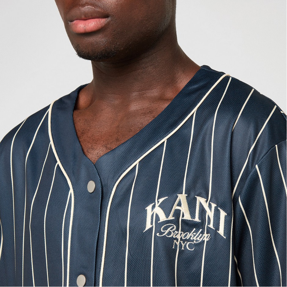 KARL KANI PINSTRIPE BASEBALL JERSEY KM253-003-1-BLUE Blue