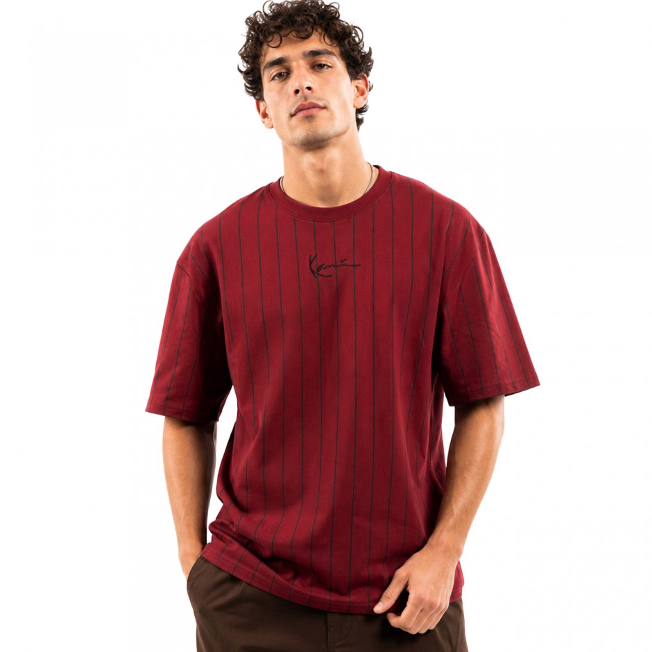 Ανδρικό T-Shirt Μπορντό - Karl Kani Small Signature Essential Pinstripe