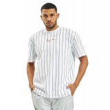 KARL KANI SMALL SIGNATURE PINSTRIPE TEE KKMQ32041WHT-WHITE/BLACK White Image 
