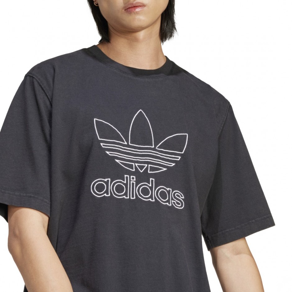 Ανδρικό T-Shirt Μαύρο - adidas Originals Adicolor Outline Trefoil