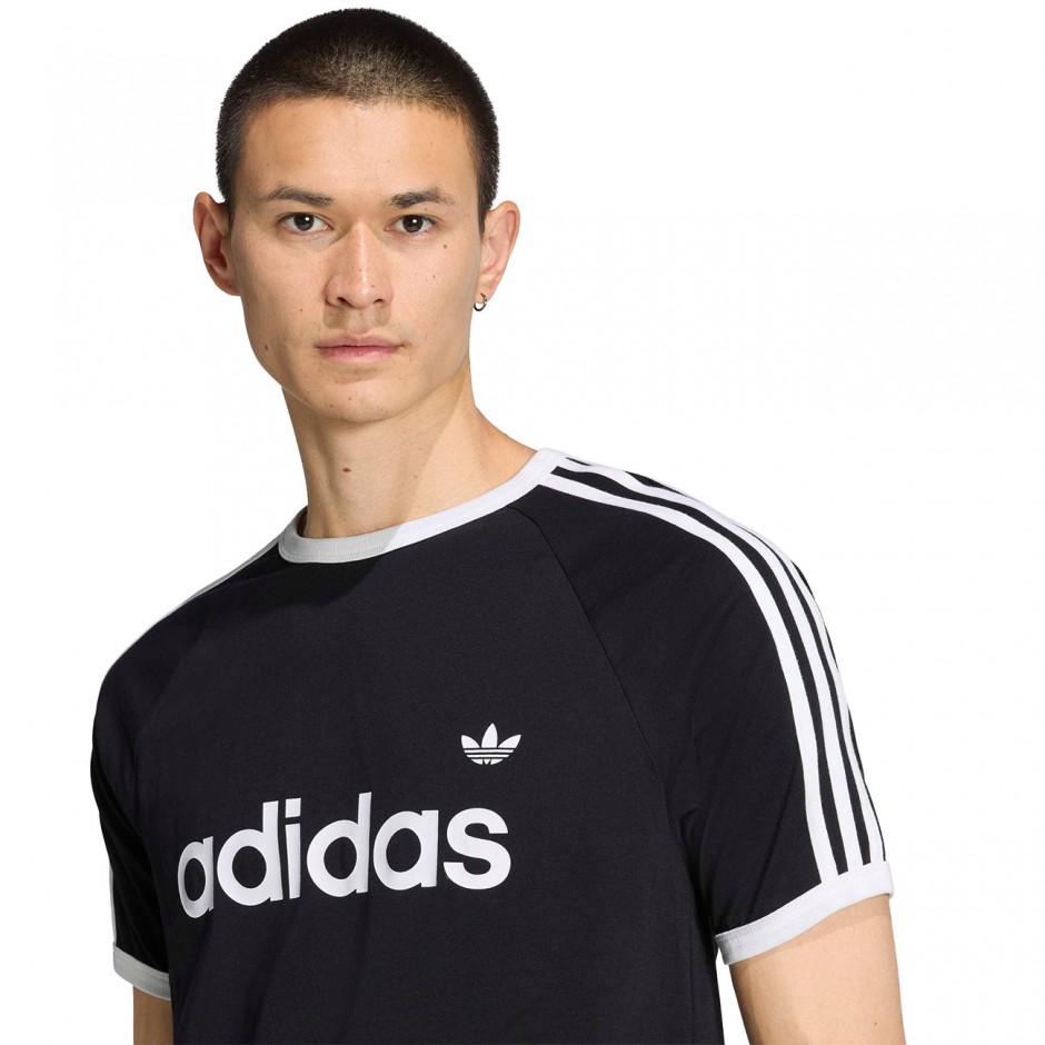 Men's T-Shirt Black - adidas Originals 3-Stripes Slim Ringer