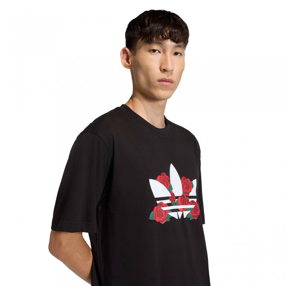Ανδρικό T-Shirt Μαύρο - adidas Originals Trefoil Series Roses
