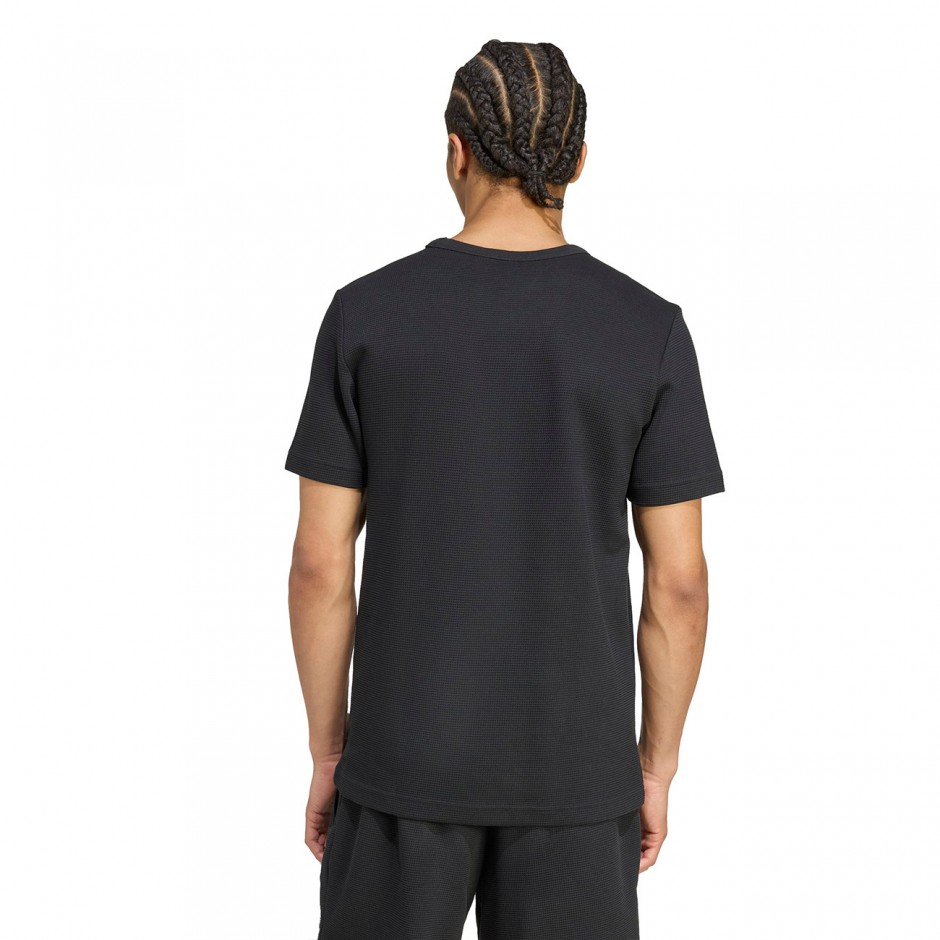 Ανδρικό T-Shirt Μαύρο - adidas Originals Trefoil Essentials Waffle
