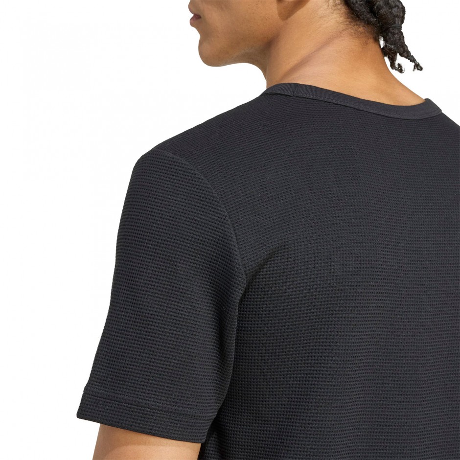 Ανδρικό T-Shirt Μαύρο - adidas Originals Trefoil Essentials Waffle