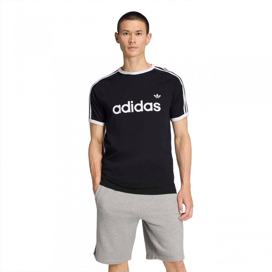 Men's T-Shirt Black - adidas Originals 3-Stripes Slim Ringer
