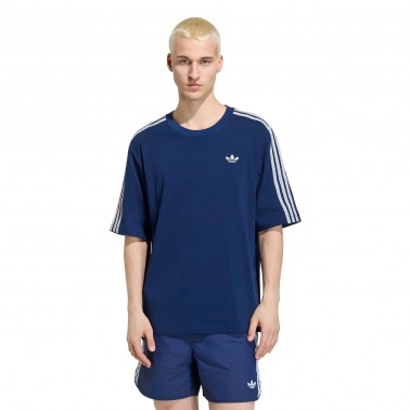 Men's T-Shirt Blue - adidas Originals Adicolor 3-Stripes Oversized