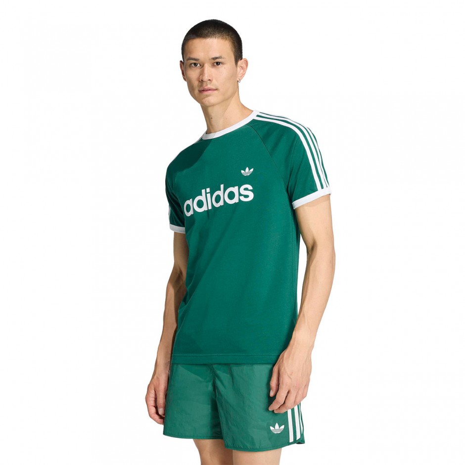Ανδρικό T-Shirt Πράσινο - adidas Originals 3-Stripes Slim Ringer