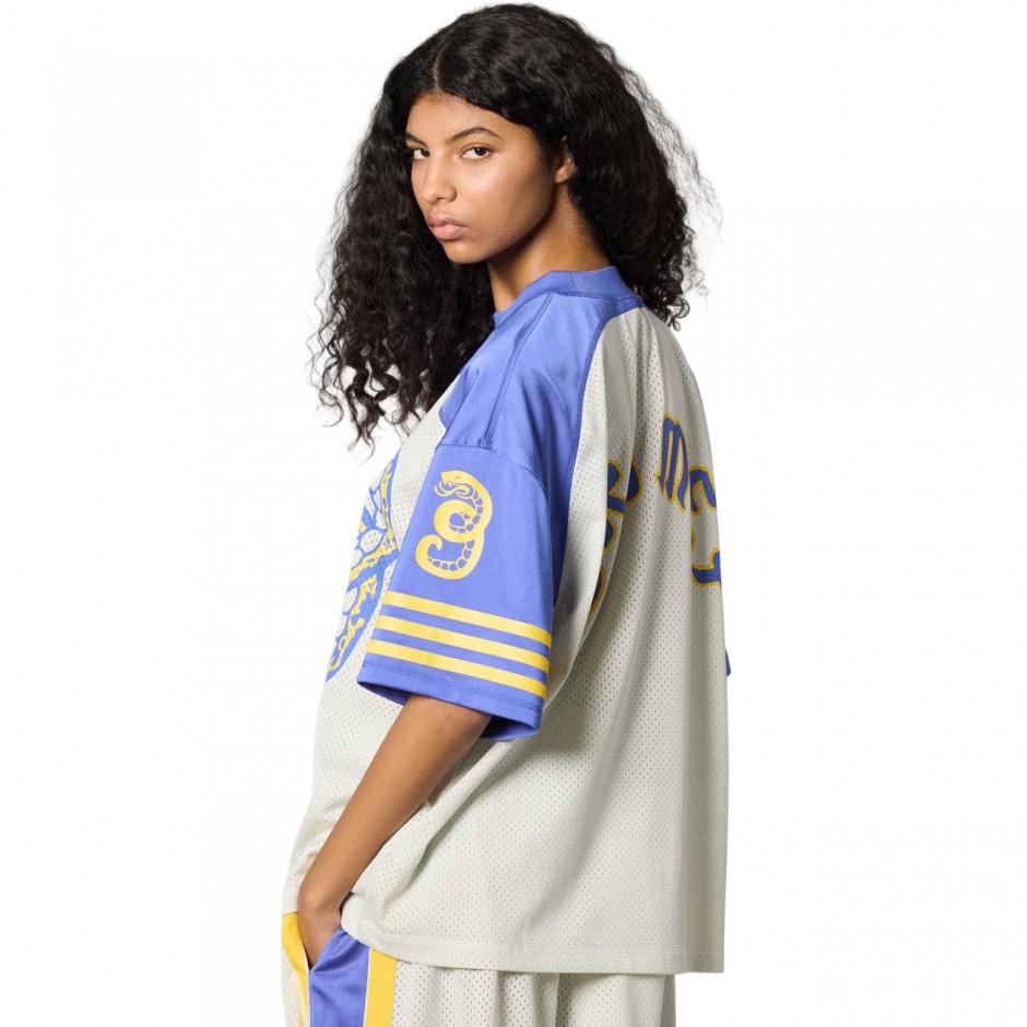 Unisex T-Shirt Εκρού - Grimey Droppin Science Mesh Boxy Football