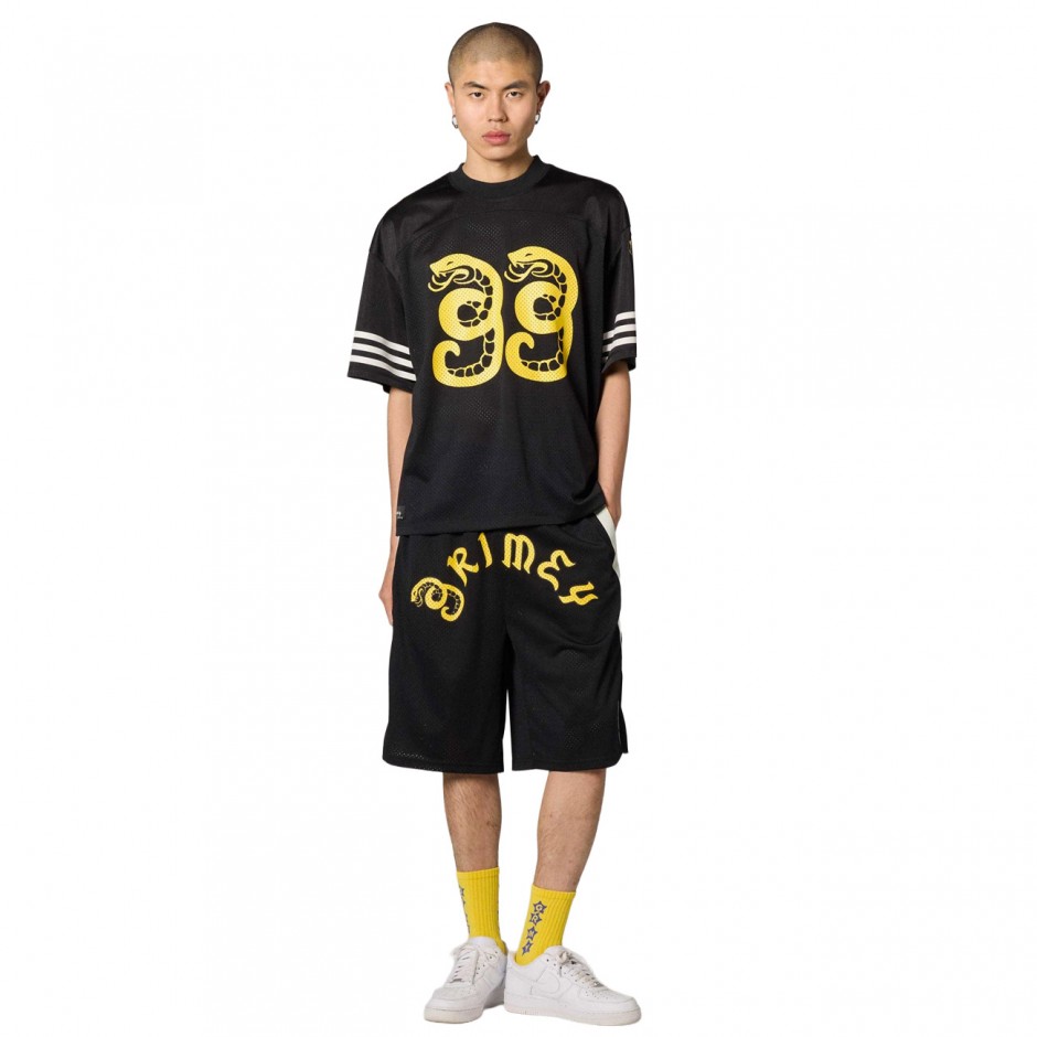 Men's T-Shirt Black - Grimey Droppin Science Mesh Boxy Football