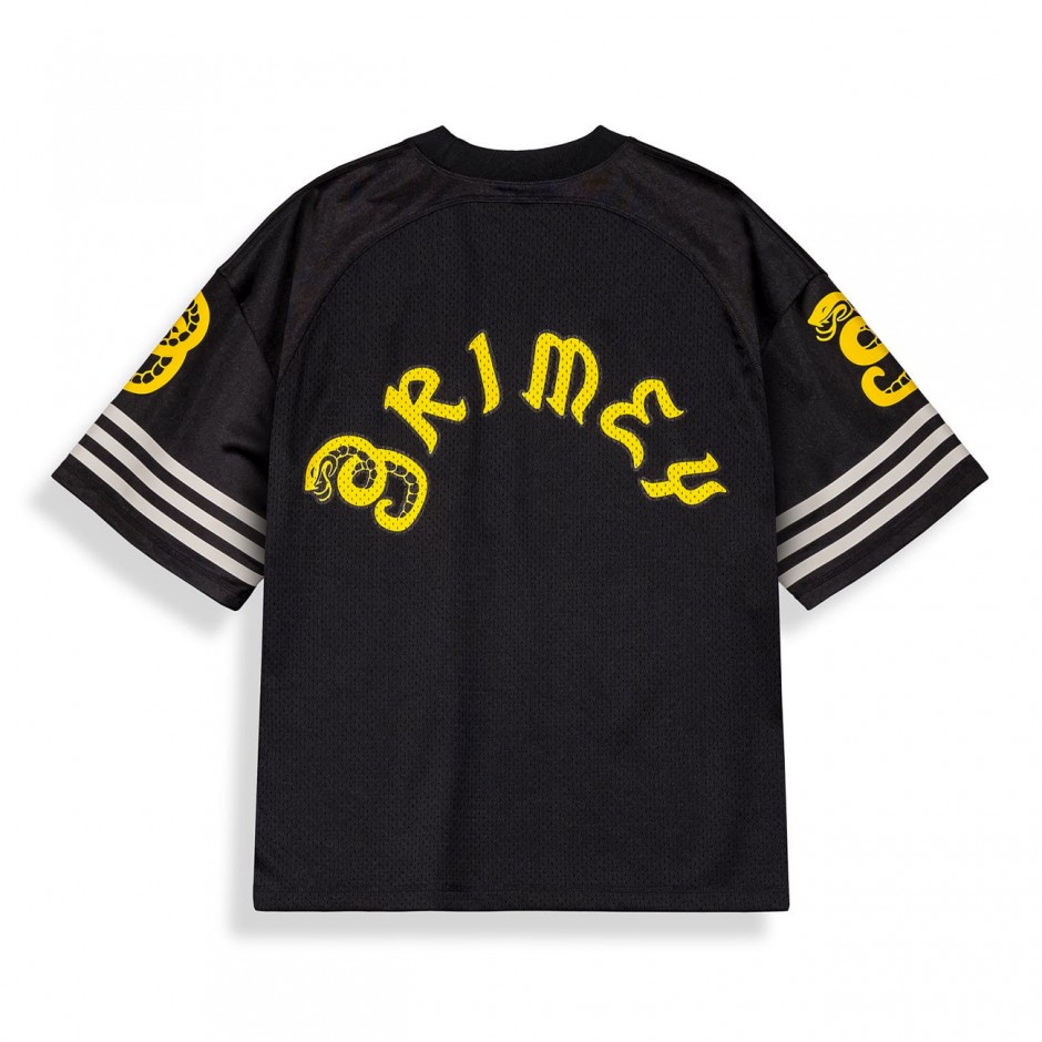 Men's T-Shirt Black - Grimey Droppin Science Mesh Boxy Football