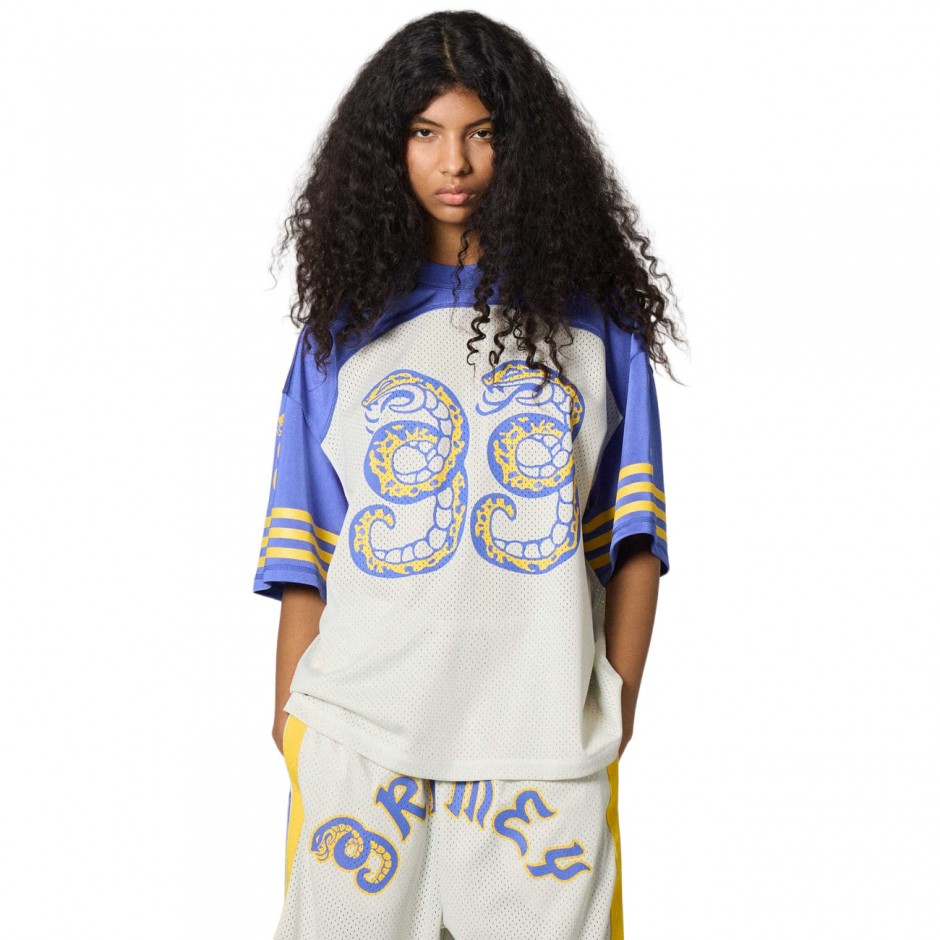 Unisex T-Shirt Εκρού - Grimey Droppin Science Mesh Boxy Football