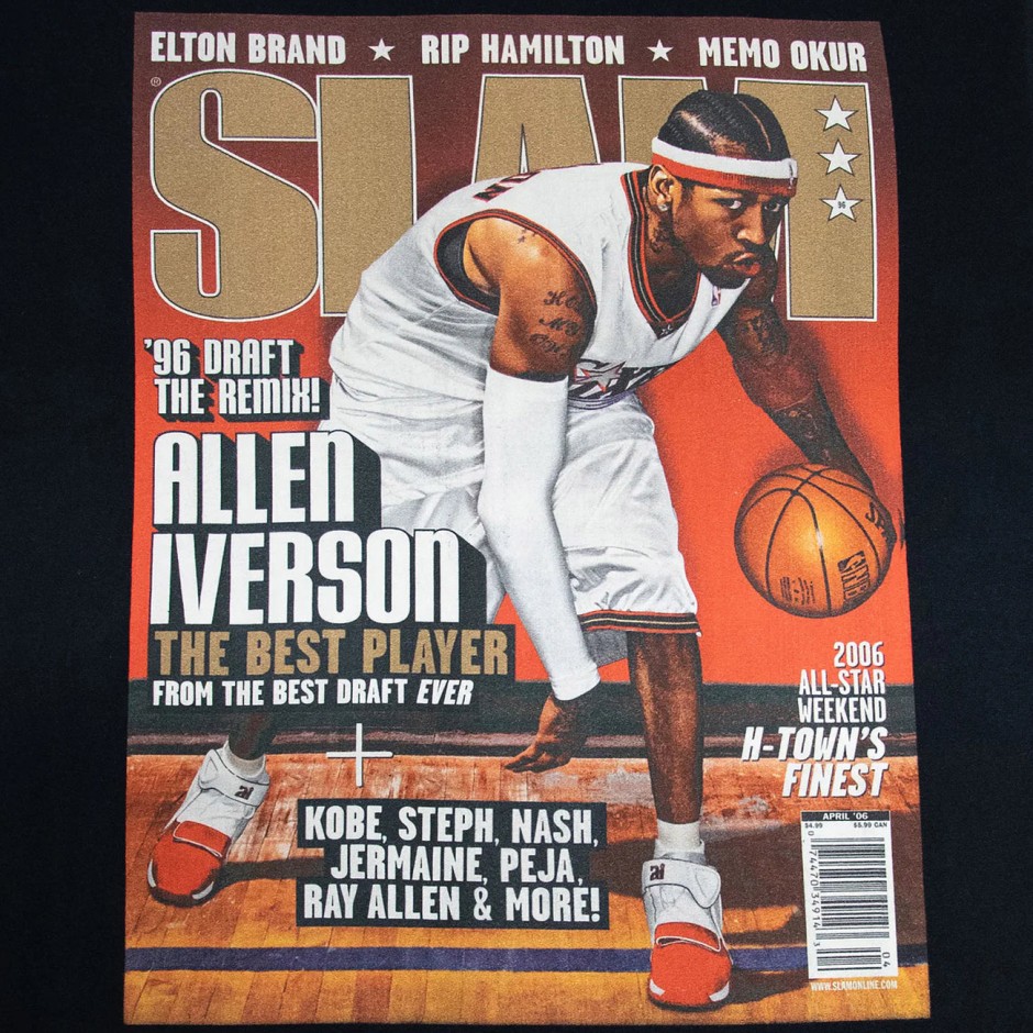Men's NBA T-Shirt Black - Mitchell & Ness Allen Iverson Philadelphia 76ers Slam 
