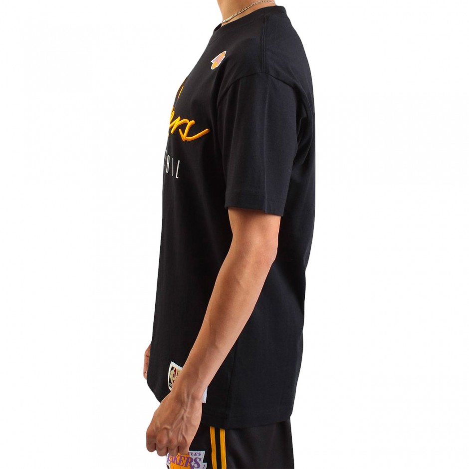 Ανδρικό T-Shirt NBA Μαύρο - Mitchell & Ness Los Angeles Lakers Training Day Premium