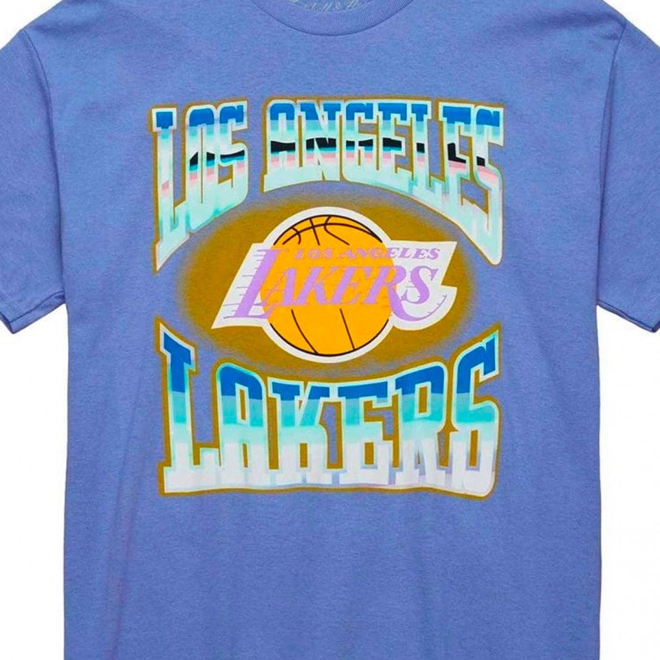 Men's NBA T-Shirt Purple - Mitchell & Ness Los Angeles Lakers Stateside Pastel
