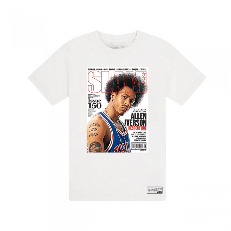 Ανδρικό T-Shirt NBA Λευκό - Mitchell & Ness Allen Iverson Philadelphia 76ers Slam
