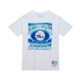 Men's NBA T-Shirt White - Mitchell & Ness Philadelphia 76ers Stateside Pastel Image 