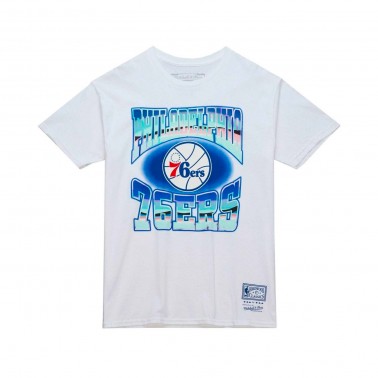 Men's NBA T-Shirt White - Mitchell & Ness Philadelphia 76ers Stateside Pastel