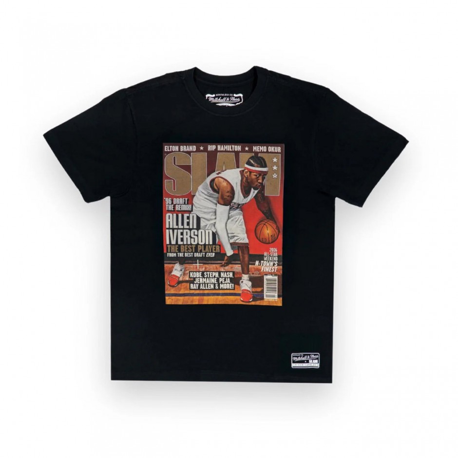 Men's NBA T-Shirt Black - Mitchell & Ness Allen Iverson Philadelphia 76ers Slam 