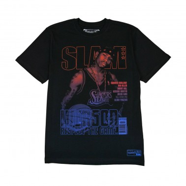Men's NBA T-Shirt Black - Mitchell & Ness Allen Iverson Philadelphia 76ers Slam