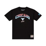 Men's NBA T-Shirt Black - Mitchell & Ness Chicago Bulls Quiet Blaze Arch Image 