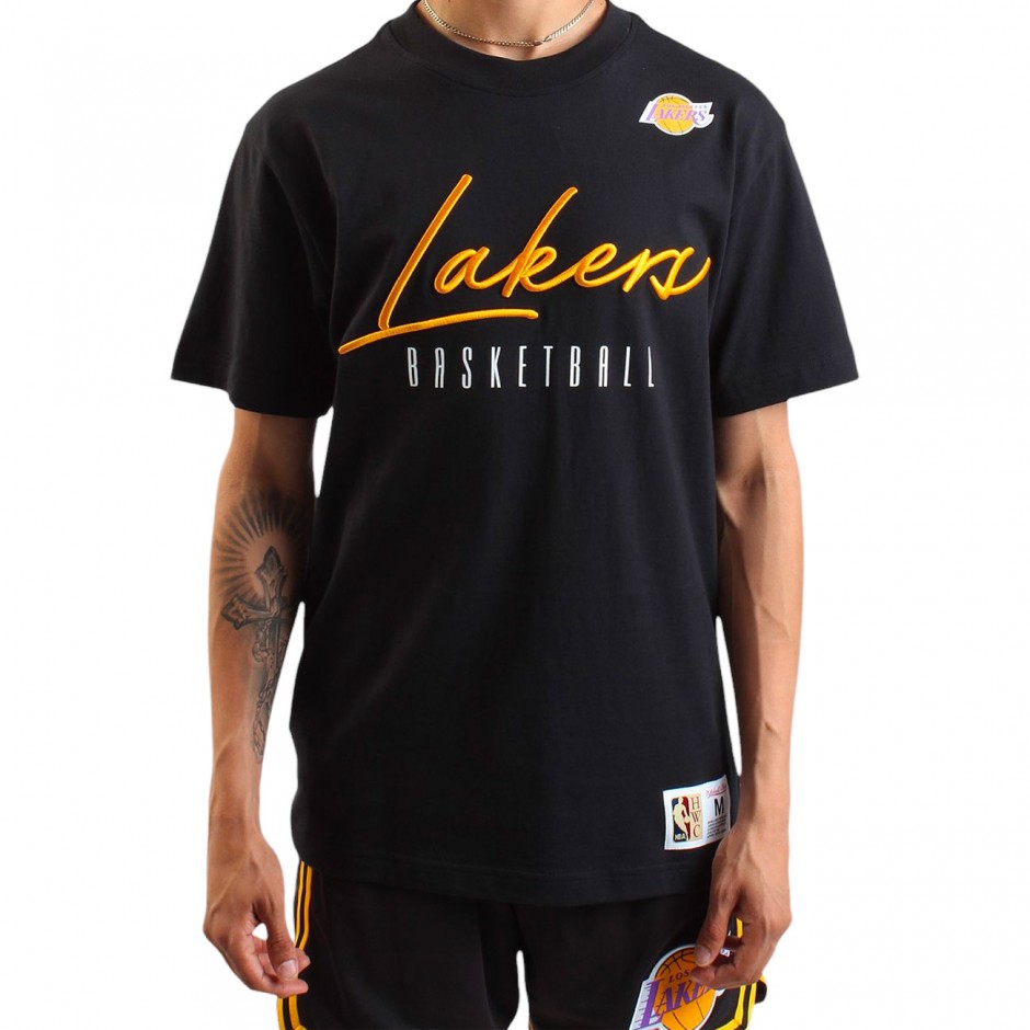 Ανδρικό T-Shirt NBA Μαύρο - Mitchell & Ness Los Angeles Lakers Training Day Premium